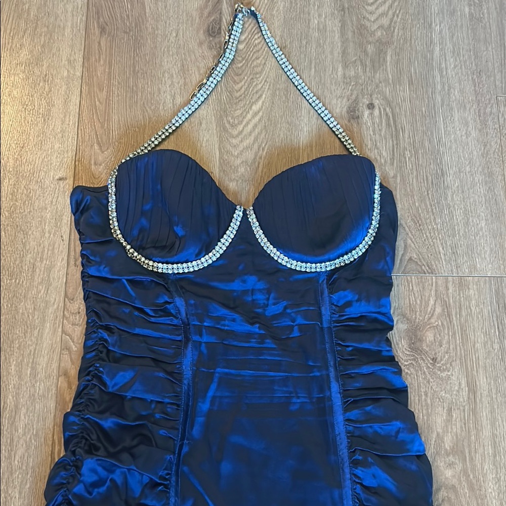 Gorgeous Marciano midnight blue Dress with Rhinestone Accents size S